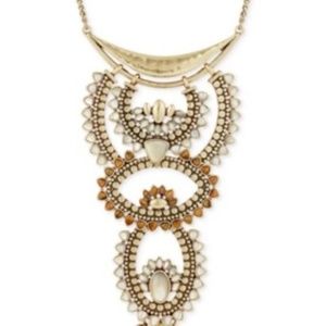 Lucky Brand Tribal Gold Tone Bib Opalescent Statement Necklace NWT